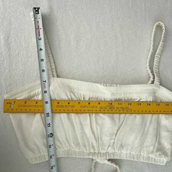 Jonathan Simkhai Linen‎ Square Neck Sleeveless Crop Top Tank White XL - Picture 12 of 13